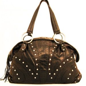 Studded Brown Authentic leather handbag Bulga Designer Satchel Y2k Rocker